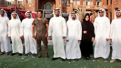Bollywood star Salman Khan meets with Abu Dhabi officials for a tour of the Tiger Zinda Hai set in twofour54's backlot in Khalifa Industrial Zone. Courtesy twofour54