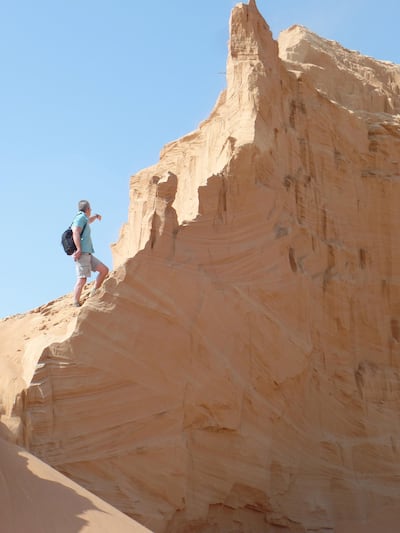 Researchers take samples of sand dunes to estimate how the climate changed during geological history. Courtesy Lucy Heath