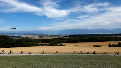 General view of riders during Stage 8. Reuters