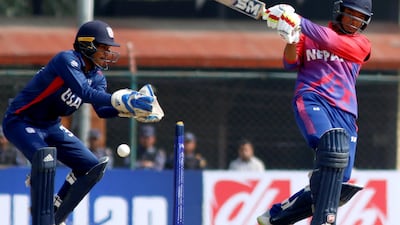 Kushal Malla batting for Nepal. Subas Humagain for The National