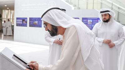 Sheikh Mohammed bin Rashid, Vice President and Ruler of Dubai, inaugurates Dubai Electricity and Water Authority’s Research and Development Centre at the Mohammed bin Rashid Al Maktoum Solar Park in March. Wam
