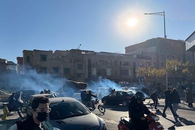 People protest in the streets of Tehran. AFP