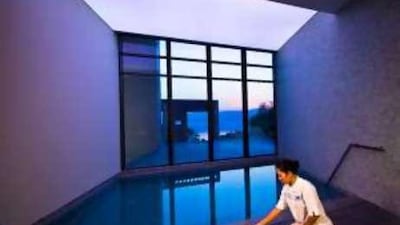 The 10,000-square-metre Anantara Spa in the Kempinski features peaceful indoor pools overlooking the Dead Sea.