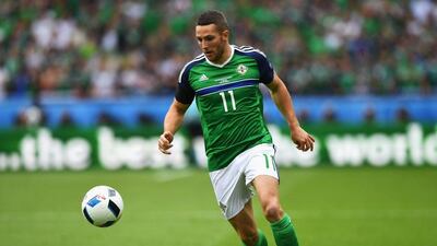 Conor Washington of Northern Ireland in action during the UEFA EURO 2016 Group C match between Northern Ireland and Germany at Parc des Princes on June 21, 2016 in Paris, France. (Photo by Shaun Botterill/Getty Images)