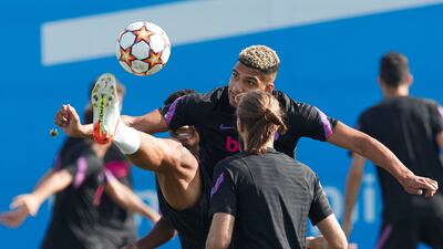 Barcelona defender Ronald Araujo controls the ball. EPA