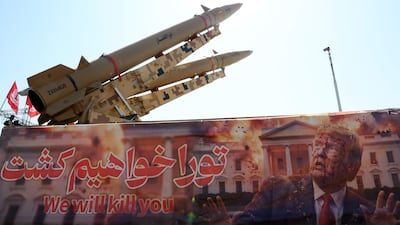 A billboard depicting US President Donald Trump, in Tehran on July 30. EPA