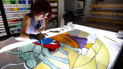 Husseini is one of several artists slowly starting to restore the artworks devastated in explosion.