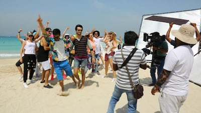 Vibhav Roy and Samar Virmani lead a dance sequence filmed on the beach. Courtesy Icon Art Production