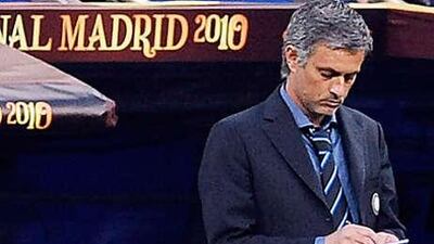 Jose Mourinho during the Champions League final at Real Madrid's Bernabeu, his new football home.