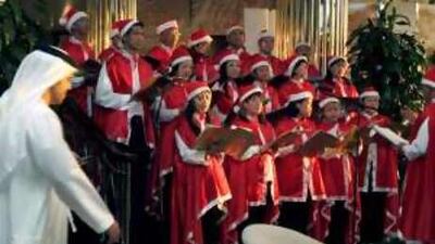 The Intercontinental Hotel staff sing carols for thirty minutes every day around Christmastime.