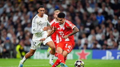 Luis Diaz puts Bayern Munich into a deserved lead just before half-time at the Santiago Bernabeu. Getty Images