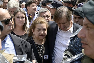 The mother of Fernando Baez Sosa leaves court after the sentencing hearing. AFP