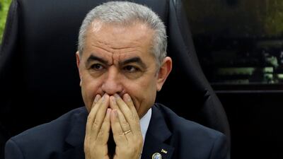 Palestinian Prime Minister Mohammad Shtayyeh attends a cabinet meeting of the new Palestinian government, in Ramallah, in the Israeli-occupied West Bank. Reuters