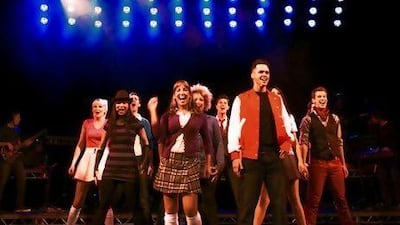 A scene from the rehearsals of the UK theatre production A Tribute to Glee and Other Gleeful Tunes, which will make its debut in Dubai this weekend.