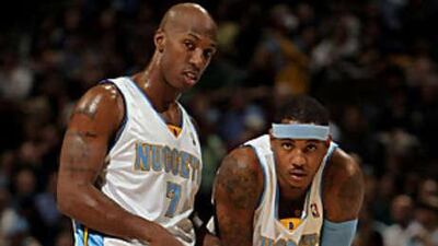 Chauncey Billups, left, had a good display for the Denver Nuggets against the San Antonio Spurs.