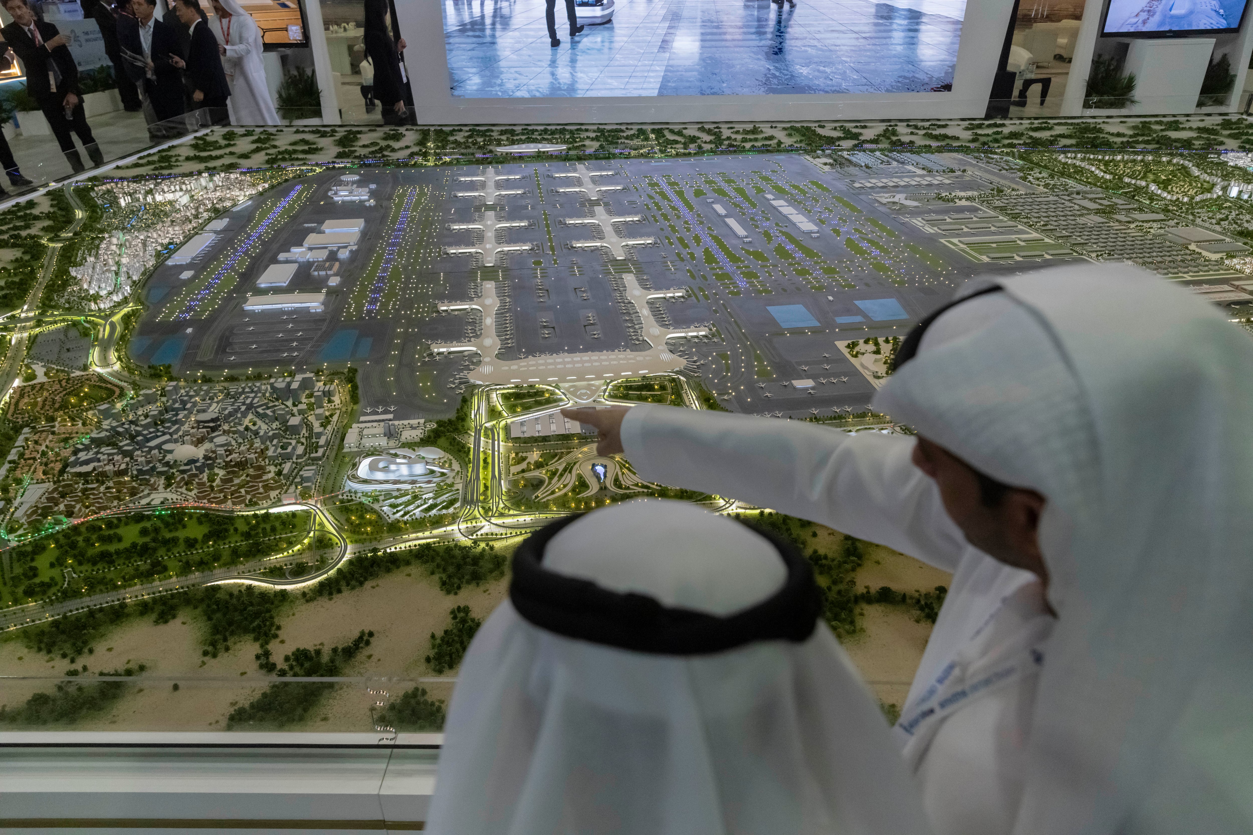The Dubai Aviation Engineering Projects stand at the Dubai Airports Show illustrates how the emirate is investing in aviation. Photo: Antonie Robertson/The National
