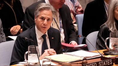 US Secretary of State Antony Blinken addresses the UN Security Council on Sudan on December 19. AP