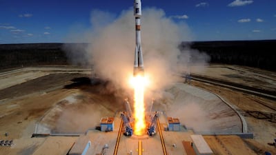 A Russian Soyuz 2.1A rocket carrying Lomonosov, Aist-2D and SamSat-218 satellites lifts off April 28, 2016, lifts off at the new Vostochny cosmodrome outside the city of Uglegorsk, about 200 kms from the city of Blagoveshchensk in the far eastern Amur region, Russia. Kirill Kudryavtsev / Reuters