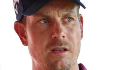 Henrik Stenson of Sweden looks on from the first tee prior to his third round at the Abu Dhabi HSBC Golf Championship at the Abu Dhabi Golf Club on January 23, 2016 in Abu Dhabi. Andrew Redington/Getty Images