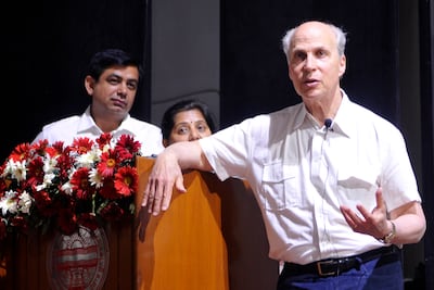 Prof Roger Kornberg, right, who won the Nobel Prize for Chemistry in 2006, said the World Laureates Summit provides a platform for scientists to speak directly to policymakers. Getty Images