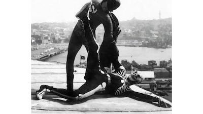 The Flying Man, based on American superhero Shazam, swings a punch at a villain high above Istanbul in 1973.