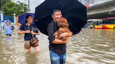 A flooded street after Typhoon Matmo hit Hanoi, Vietnam. Reuters