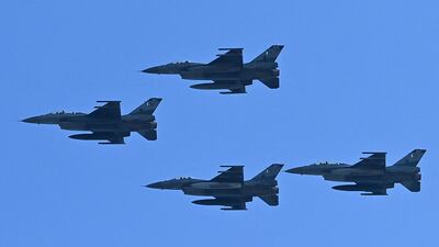 US-made F-16 fighter jets from Pakistan's Air Force fly over Islamabad. AFP