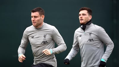 Liverpool's James Milner, left, and Andrew Robertson. Reuters