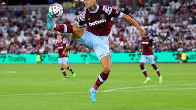 West Ham United's Gianluca Scamacca during the Europa Conference League play-off, first leg match at the London Stadium. Getty Images