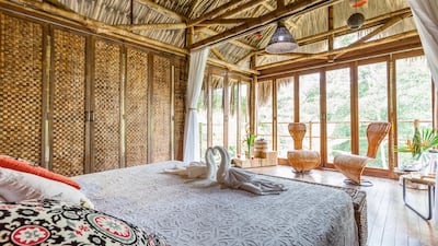 7. This charming cabana made from bamboo is located in the Andean mountains of Colombia, South America.