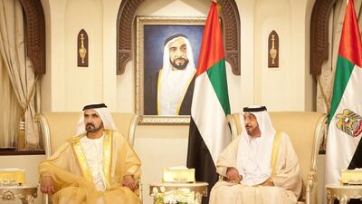 Sheikh Khalifa has supported young people’s aspirations throughout his 10 years as President, and his success can be measured in their trust and loyalty, said Sheikh Mohammed bin Rashid, the Vice President and Ruler of Dubai. Ryan Carter / Crown Prince Court Abu Dhabi