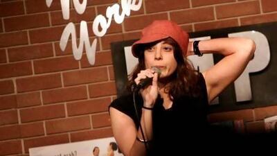 Najla Said, author of Looking for Palestine, performing her stand-up at the New York City Improv Comedy Club in 2005. Timothy A Clary / AFP