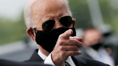 Democratic US presidential candidate and former Vice President Joe Biden is seen at War Memorial Plaza during Memorial Day, amid the outbreak of the coronavirus disease, in New Castle, Delaware, US May 25, 2020. REUTERS