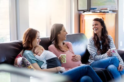 Emotional support, be it from friends or professionals, is one of the most important elements of post-natal wellbeing. Getty Images