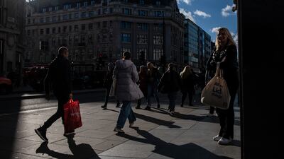 Shoppers on Oxford Street in London. The retail sector has fared badly. Getty Images
