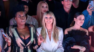 Leslie Jones, Heidi Klum and Rachel Bilson attend the Christian Siriano show at New York Fashion Week on February 6, 2020. AP