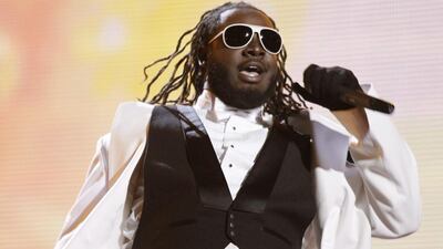 T-Pain is on the mic at O1NE Yas Island on Saturday. AP