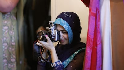 Shanza takes photographs during her sister’s traditional Islamic wedding blessing held at home in Walthamstow, east London. Shanza and her sister Sundas both faced a lot of opposition to their wearing a veil, particularly from their mother, who doesn’t cover her head and didn’t like this strict interpretation of Islam.