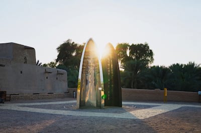 M'barek Bouhchichi's I am not the stone thrown into the water, but the seed sown in the field in Al Ain. Photo: Public Art Abu Dhabi, Department of Culture and Tourism – Abu Dhabi