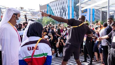 World-famous athlete Usain Bolt at Expo 2020 Dubai as part of a 1.45-kilometre family run to raise funds for charity. Victor Besa / The National