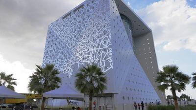 eL Seed’s first public artwork in Dubai, on the side of The Green Planet. Jeffrey E Biteng / The National