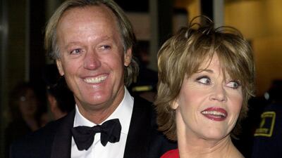 Actress Jane Fonda and her brother actor Peter Fonda arrive in Avery Fisher Hall at the Lincoln Center in New York on May 7, 2001. AFP.