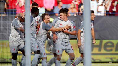 Liverpool's Xherdan Shaqiri celebrates after scoring a goal. Reuters