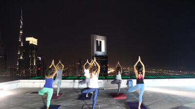 A rooftop yoga session over the weekend in Dubai. Courtesy Four Points by Sheraton