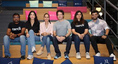 Co-founder David Reche, third from right, with team members in Dubai. Pawan Singh / The National