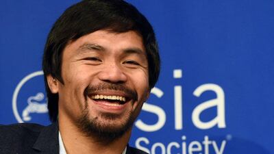 Manny Pacquiao pictured in New York in October. Filipino boxing icon Pacquiao will return to the ring on April 9 in Las Vegas to take on Timothy Bradley for a third time. AFP PHOTO / TIMOTHY A. CLARY