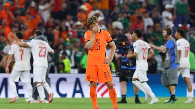 Netherlands' Frenkie de Jong after the penalty shoot-out defeat to Morocco in their World Cup Round of 32 clash in Monterrey. Reuters