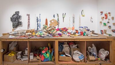 Sharjah Art Foundation's major retrospective on Hassan Sharif titled I Am the Single Work Artist. Held from 2017-2018, the exhibition charted the Emirati artist's career from 1973 to 2016, and displayed 400 of his 3,500 works. Courtesy Sharjah Art Foundation