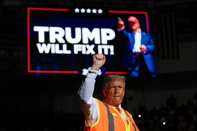 Republican presidential nominee Donald Trump attends a campaign rally. AP