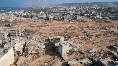 Damage in the aftermath of a flood in Derna on September 16 last year.